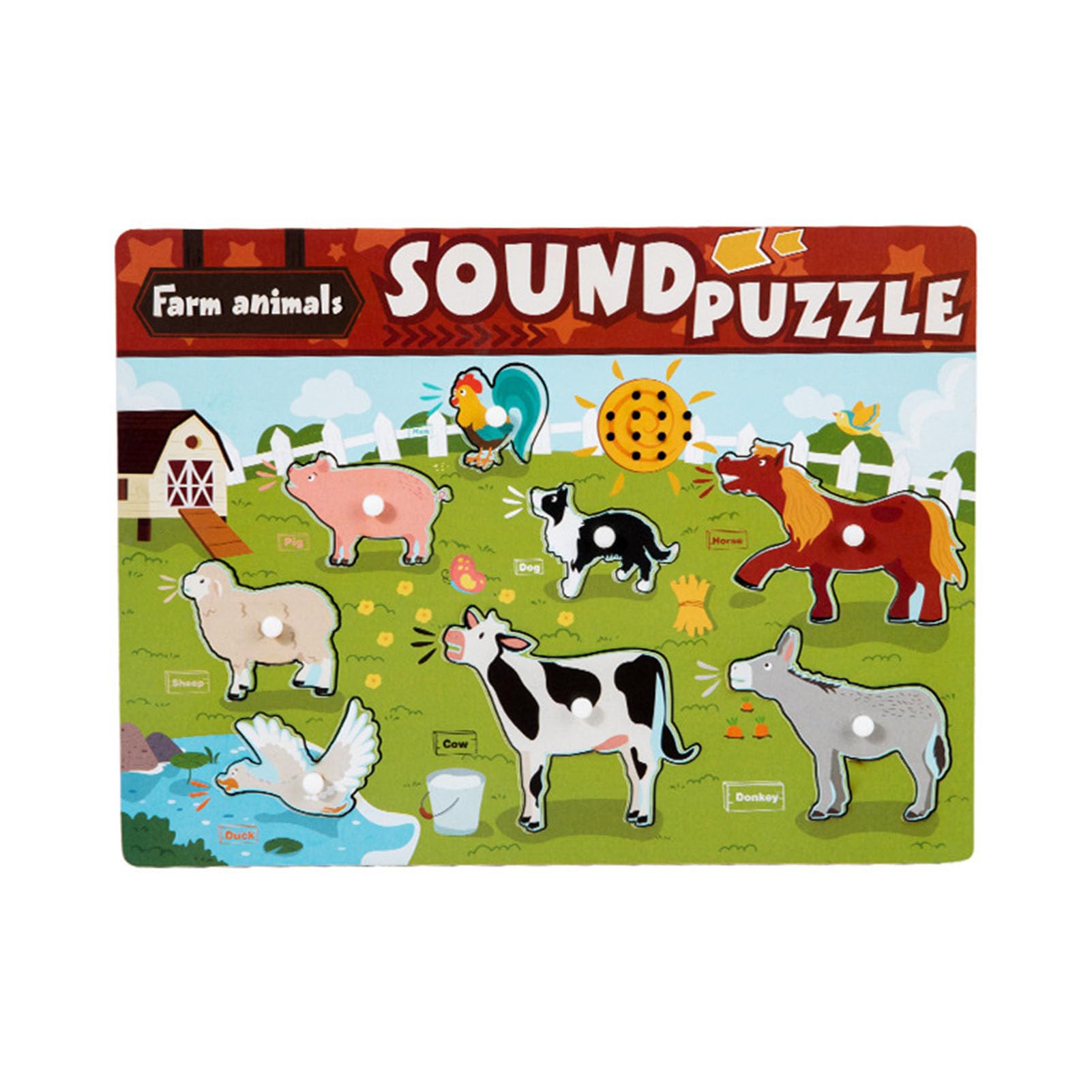 Giocattolo Puzzle Sonoro in Legno, Tavola Puzzle Sonoro con Pioli