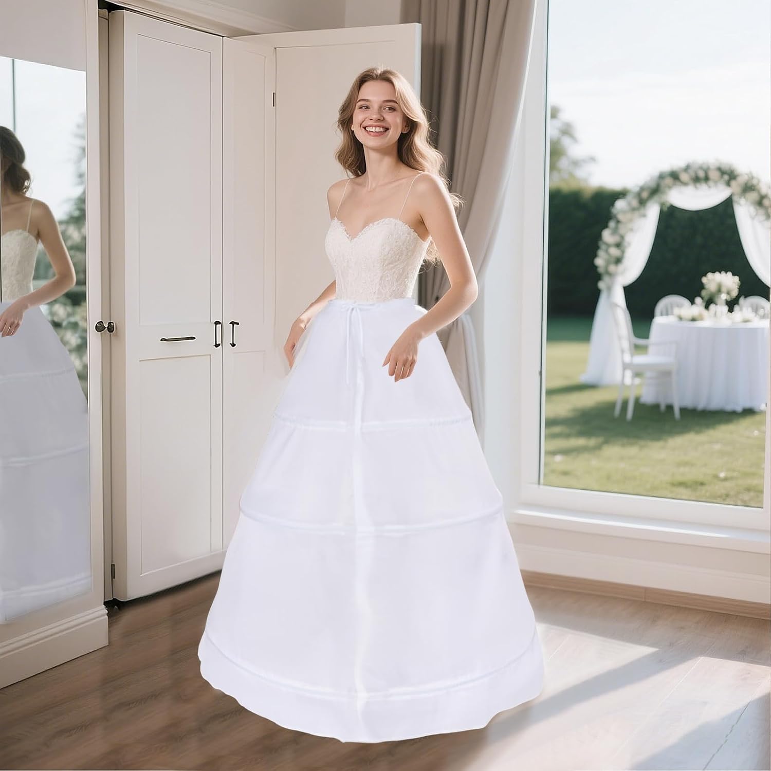 baotongle Women's Hoop Petticoat Crinline Underskirt Petticoat Skirt for Women Under Dress for Wedding Gown Tulle Slips Skirt - Image 3