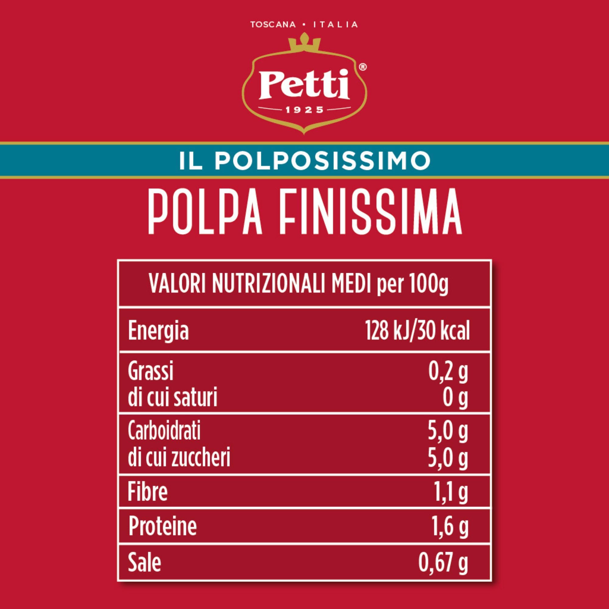 Petti il Pomodoro al Centro Polpa Finissima il Polposissimo – 8 Confezioni da 3 X 400 Gr