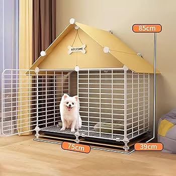 小型犬の犬小屋 Amazon | vidaXL ドッグラン付き犬小屋 アントラシート