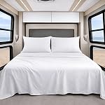 Shreem Linen Luxury 4 Piece Microfiber RV Sheet Set, Deep Pocket Fits Up to 10 inch, Soft, Wrinkle-Resistant, Camper, Travel Trailer Bedding, 3/4 Full Bunk 48x75, Dark Grey