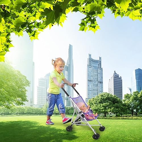 Miniatura 49 de Anivia Mueble de cama para muñecas, juguete de 2 funciones, cama de muñeca y columpios para muñecas de 18 pulgadas, cuna de muñeca con parte