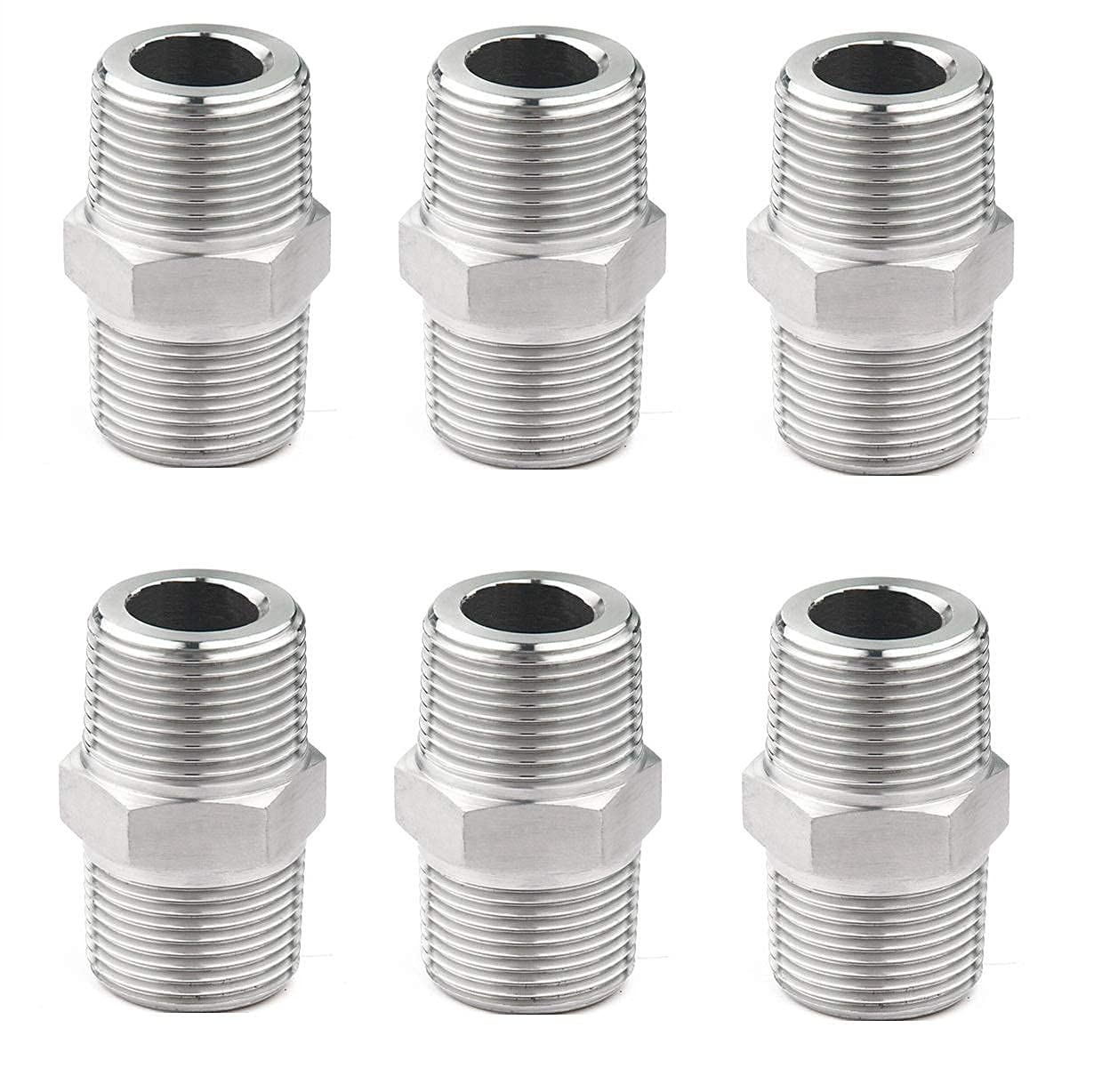 JJ CP Hex Nipple 1/2" to 1/2" Male Threaded Stainless Steel for Connecting Two Threaded Pipes or Fittings | Pipe Quick Connector | Exstenstion Pack Of 6 (B09GZTM3JB) Amazon Price History, Amazon Price Tracker