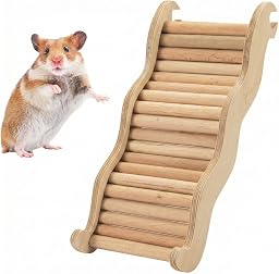 Ponte sospeso per criceti, scaletta per Animali Domestici, Recinzione in legno per criceti, giocattoli da masticare per criceti, Giocattolo Scaletta da Arrampicata in Legno per Criceti