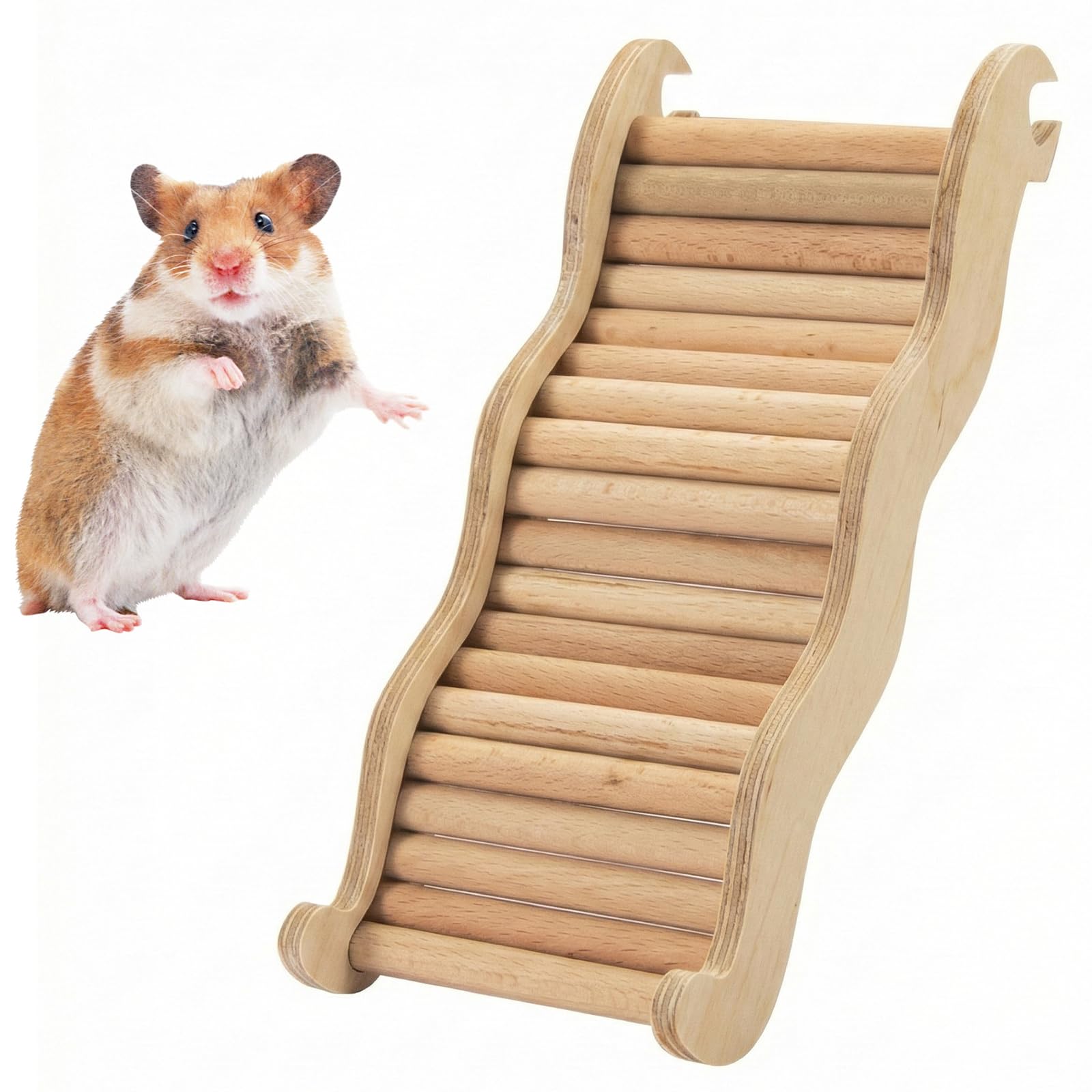 Ponte sospeso per criceti, scaletta per Animali Domestici, Recinzione in legno per criceti, giocattoli da masticare per criceti, Giocattolo Scaletta da Arrampicata in Legno per Criceti