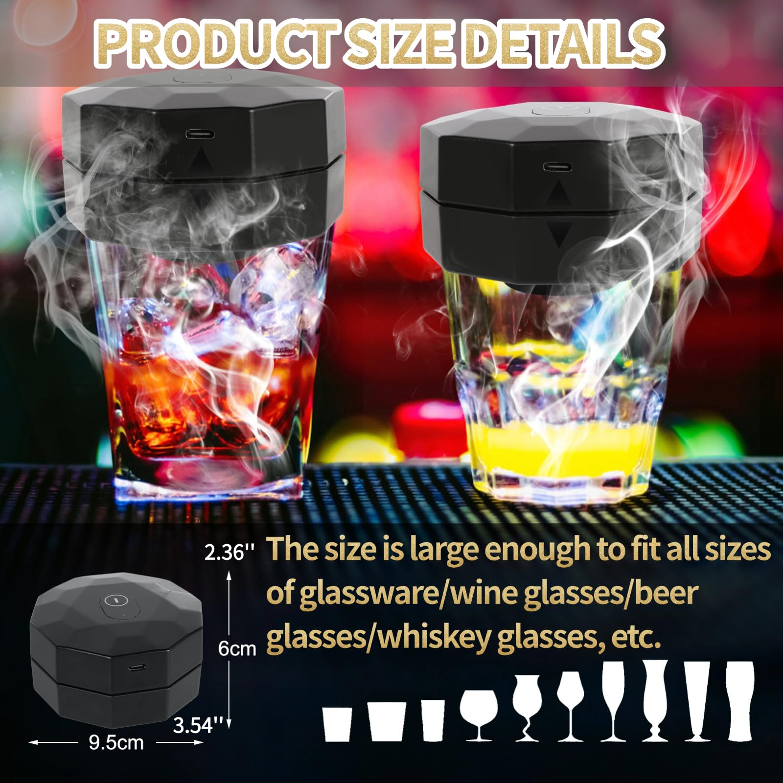 Kit Affumicatura Whisky Kit Elettrico Per Affumicare Cocktail - Con 6 Trucioli Di Legno (ciliegia, Mela, Ecc.), Ricarica USB, Senza Butano