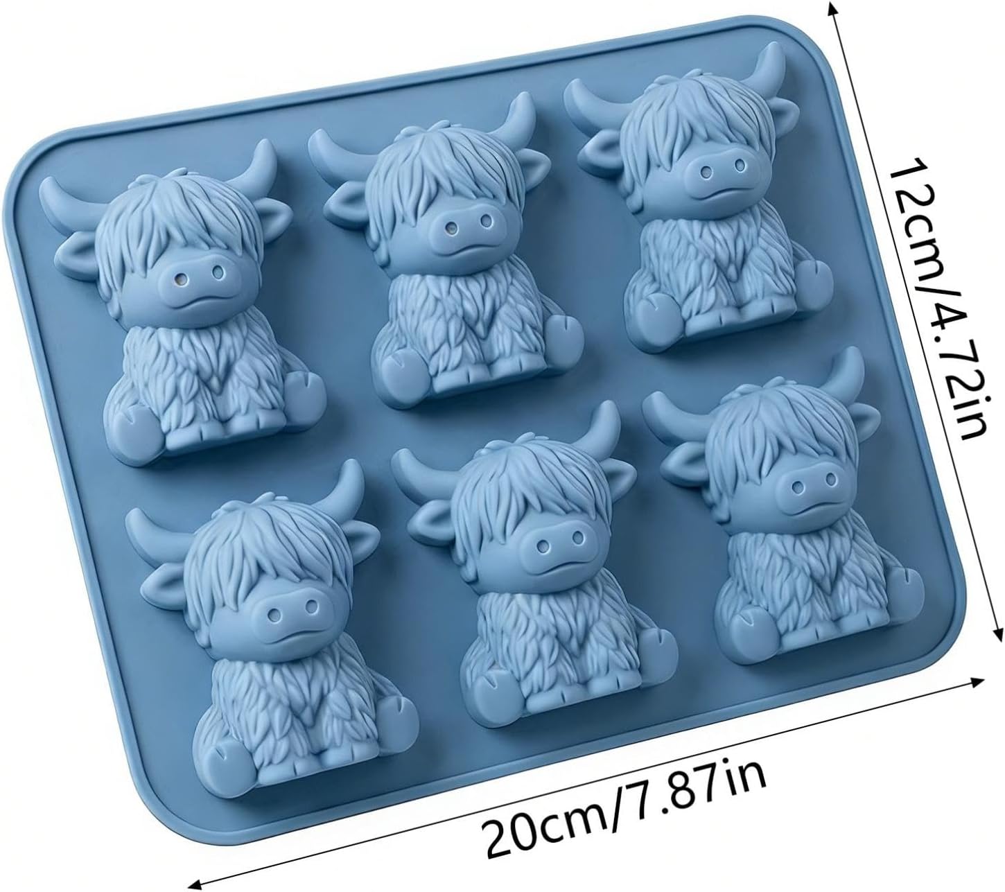 Mini Highland Cow Ice Cube Mold, Novelty Cow Ice Mold, Ice Molds Highland Cow for Whiskey, Cocktails, Beer & Drinks, Novelty Cow Easter Molds Perfect Gifts for Friends (4 pcs*Blue)