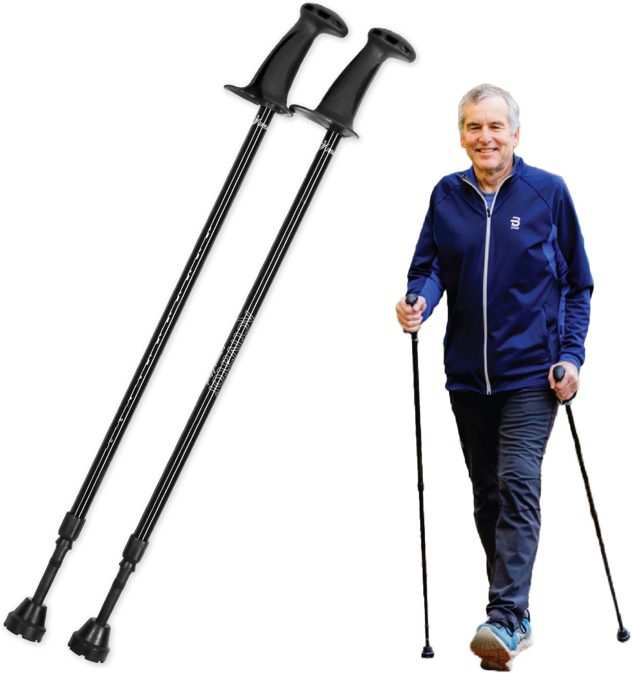 - ACTIVATOR® Walking Poles for Balance and Rehabilitation – 1 Pair – Ergonomic CoreGrip™ Handles – Adjustable, Collapsible, and Lightweight for Stability and Recovery in Evening Black