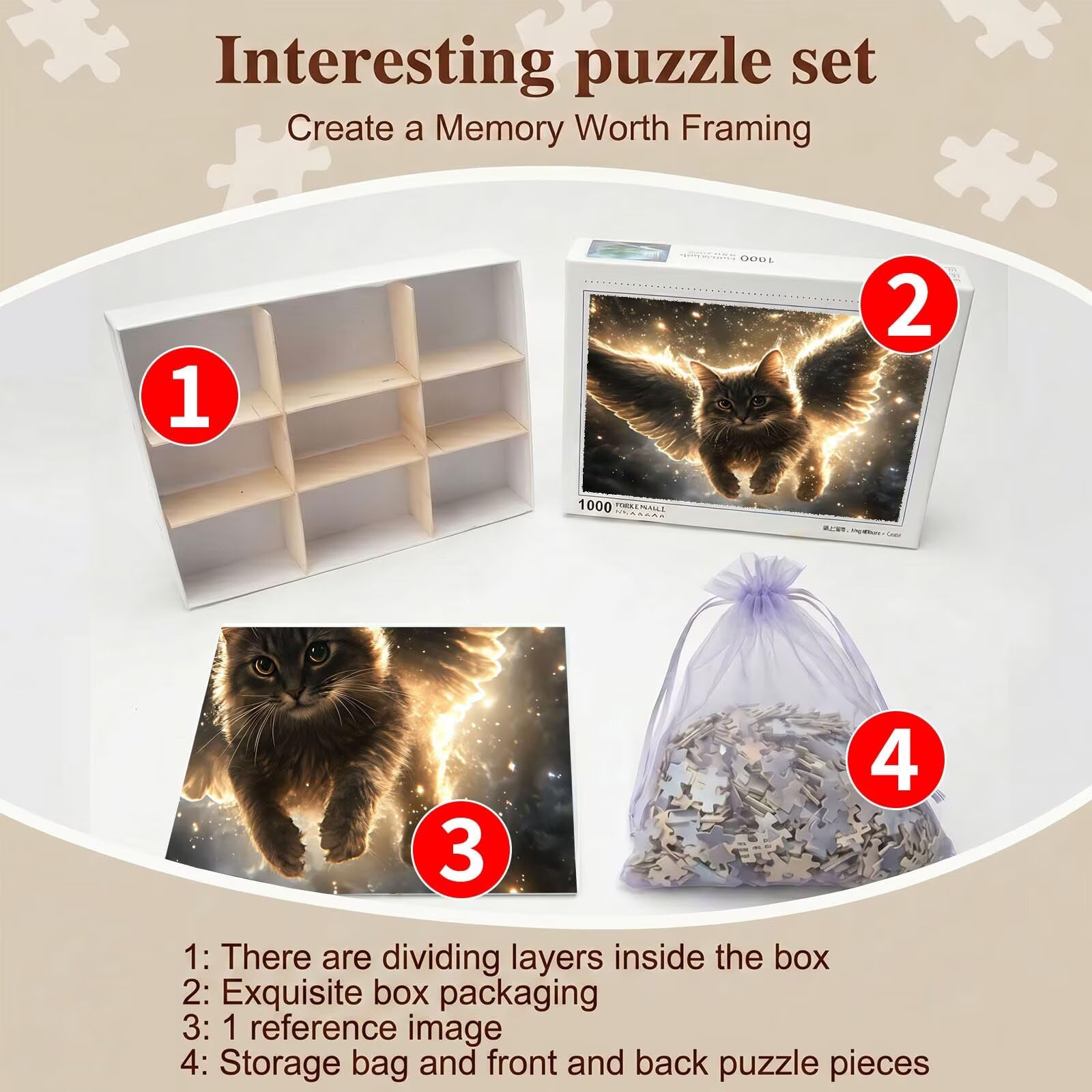 Puzzle 6000 Pezzi Classici, Puzzle gatto sogno-2 179 x 105 cm, Gioco Educativo e Antistress in Legno con Poster Incluso, Ttività DIY per Famiglia, Regalo per Appassionati, Decor Parete Casa, f0-692