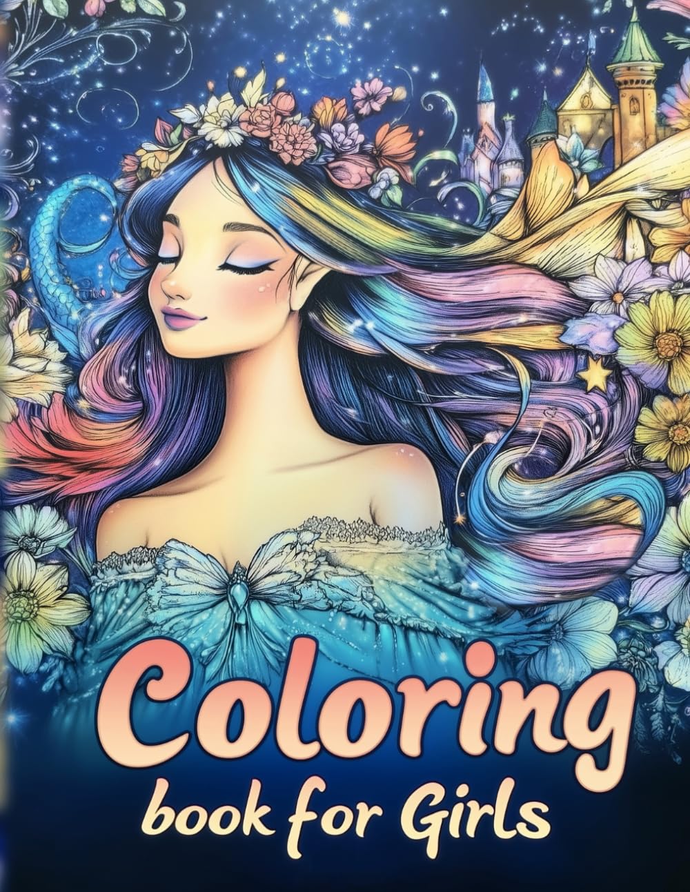 Coloring book for Girls: Princesses, mermaids, fairies, unicorns, flowers, castles and more to color