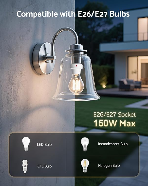 otnofok Light Sensor Socket, E26/E27 Light Bulb Socket, Automatic Dusk to Dawn Photocell Sensor with 300° Adjustable Angle for Outdoor Lighting in Porch, Garage, and Wall Lights, White, 4 Pack by otnofok - Image 4