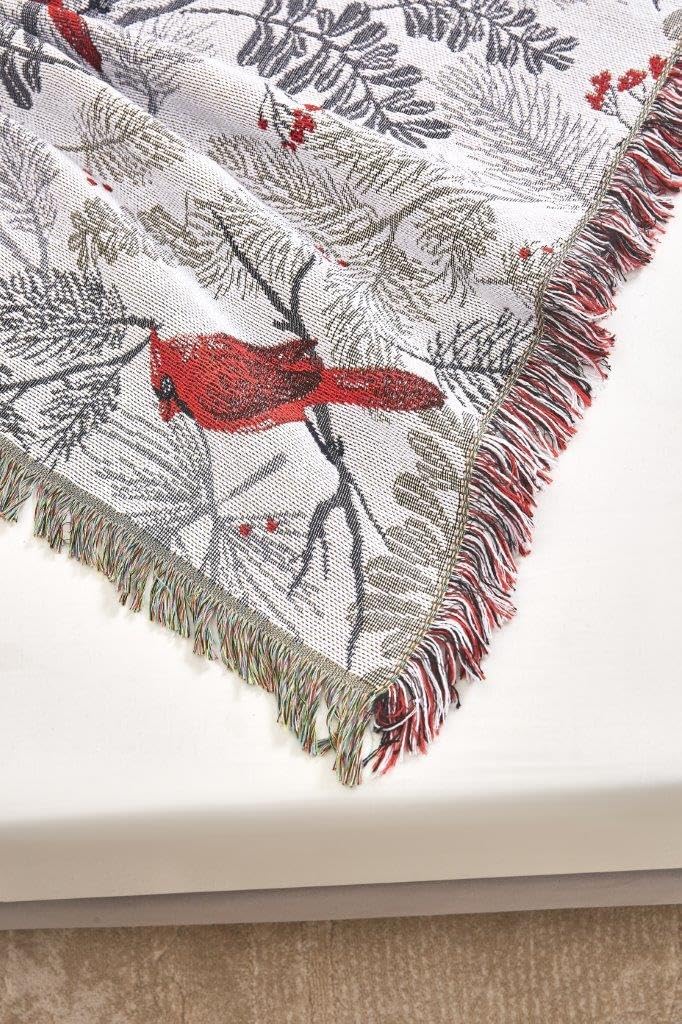 Virah Bella Inspirational Tapestry Throw Blanket 50" x 60" Cardinals Fringed Woven Tapestry Throw - Cozy & Beautiful Religious-Themed Blanket