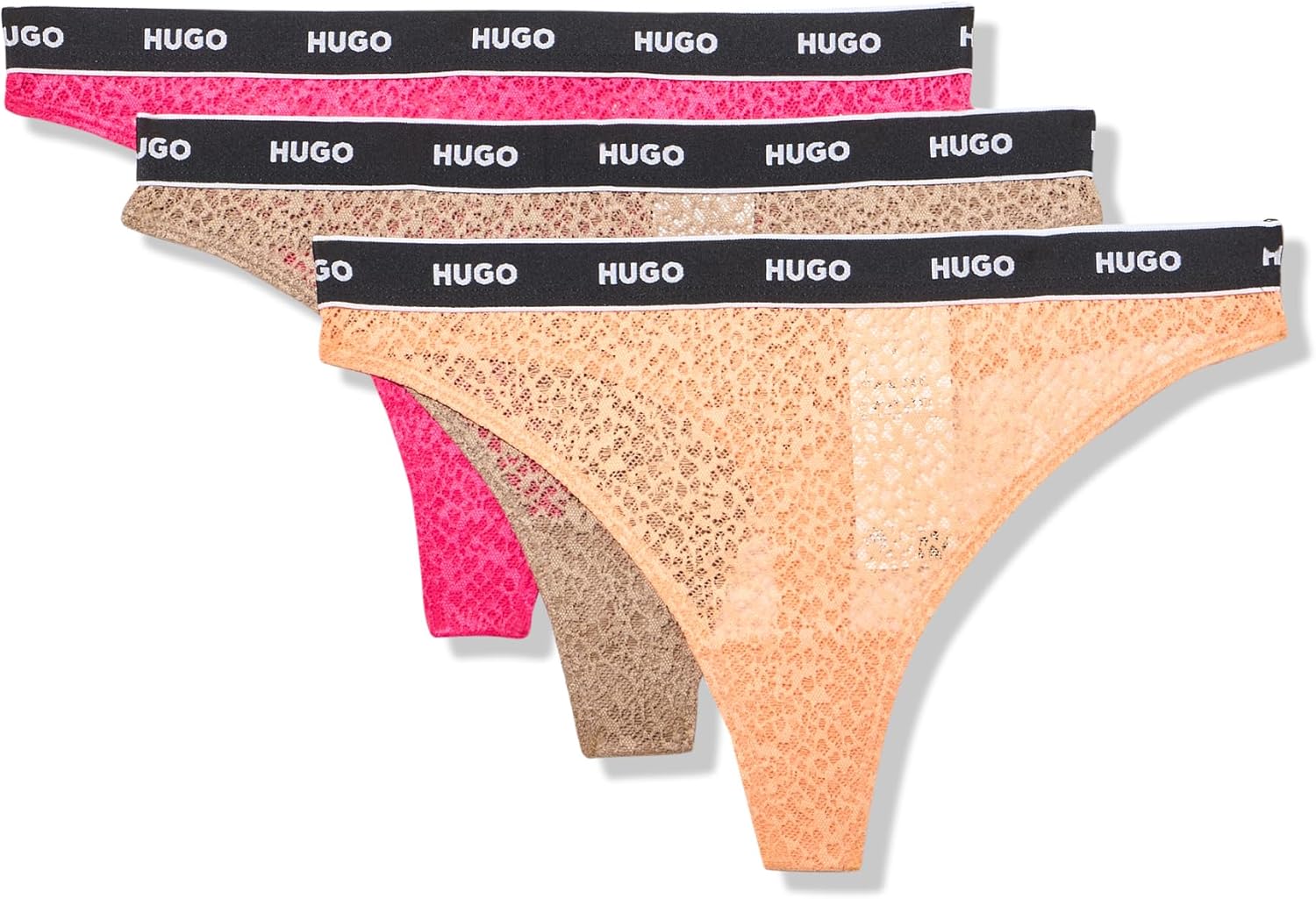 HUGO Women's 3-pack Repeat Logo Lace Thongs