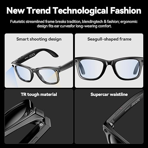 Miniatura 2 de Lentes inteligentes AI con cámara HD y Bluetooth, reconocimiento de fotos AI y diálogo interactivo, Bluetooth 5.4 con cancelación de ruido y batería