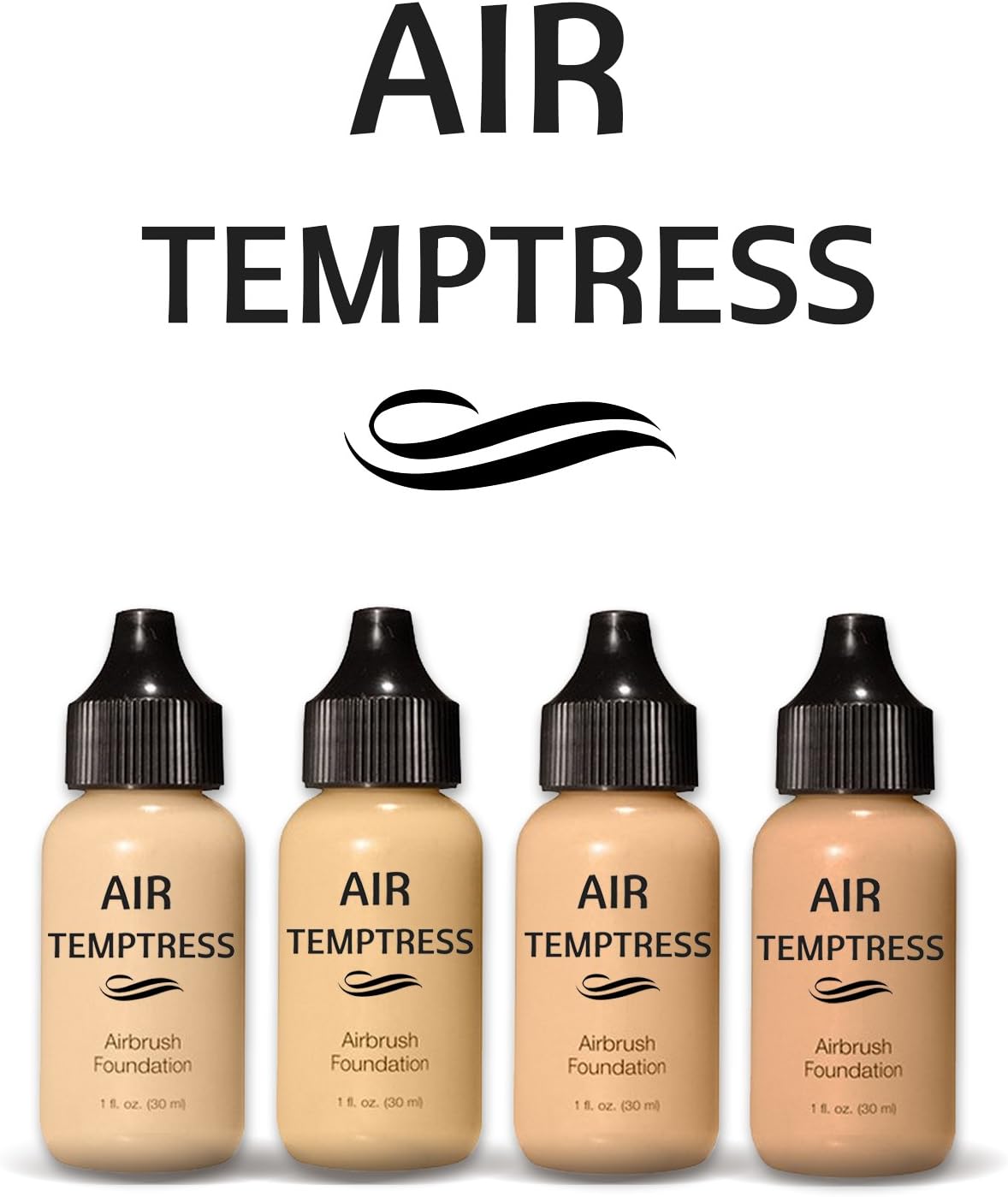 Air Temptress Pro Foundation Starter Set-Light to Medium-(Pack of 4),1 fl.oz/30ml. Liquid Airbrush Foundation Makeup Developed to Work With Your Airbrush Makeup System. Made in The USA.