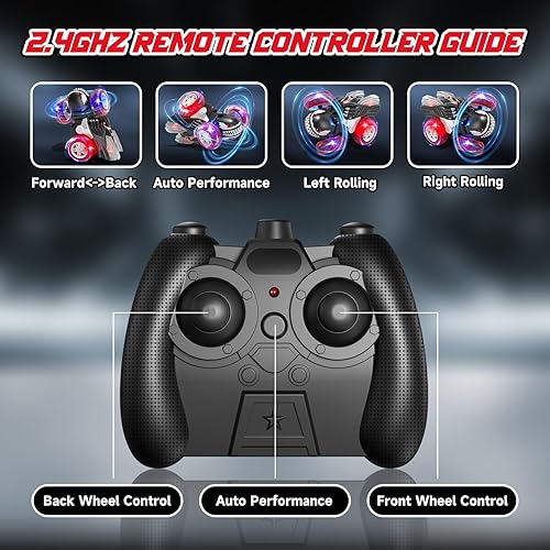 Miniatura 7 de Coches de control remoto para niños de 4 a 7 años, 2.4 GHz recargable a control remoto con luces frías, juguetes de regalo para niños de 4, 5, 6, 7,