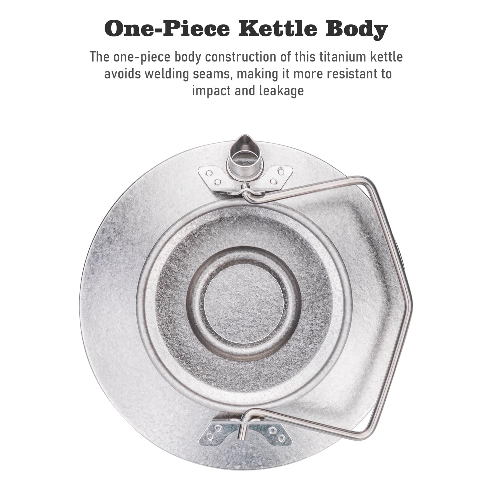 Boundless Voyage Teekanne aus Titan, für Outdoor Camping, ultraleicht große Kapazität Der Titan-Wasserkocher, mit klappbarem Griff, 1L (Silber)