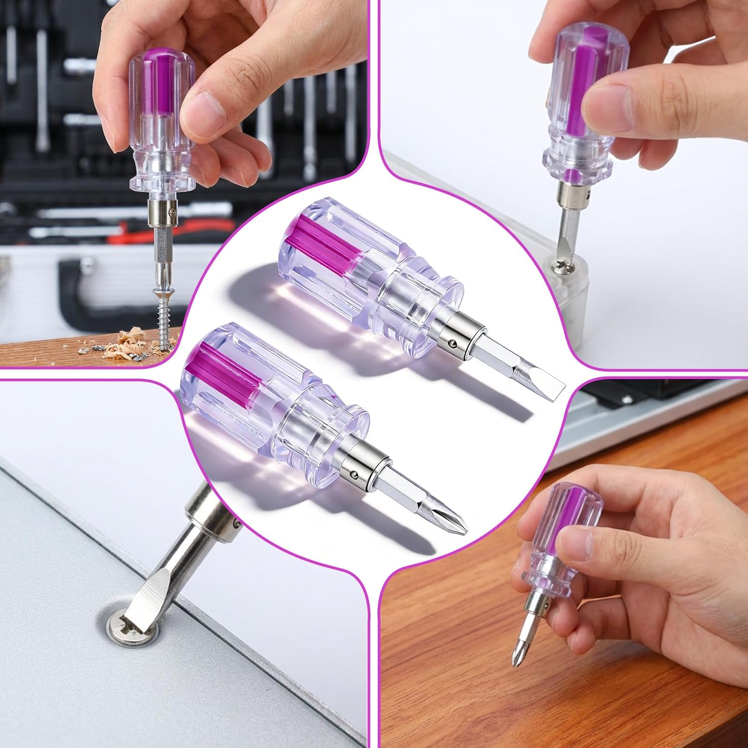 2PCS Stubby Flat Head Screwdriver, Small Flathead Screwdrivers, Short Stubby Screwdriver with Cross and Flat Head for Tight Spaces, DIY, Home, Car, Electronics, DIY Repairing