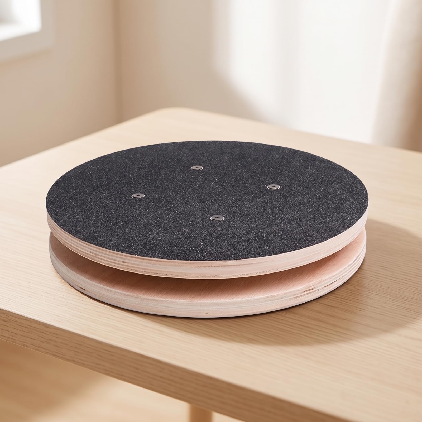Harilla Balance Board Stabile Attrezzo Fitness Basso Profilo, Disco Rotante per Torsioni, Antiscivolo, Pedana Rotante in Legno, Palestra