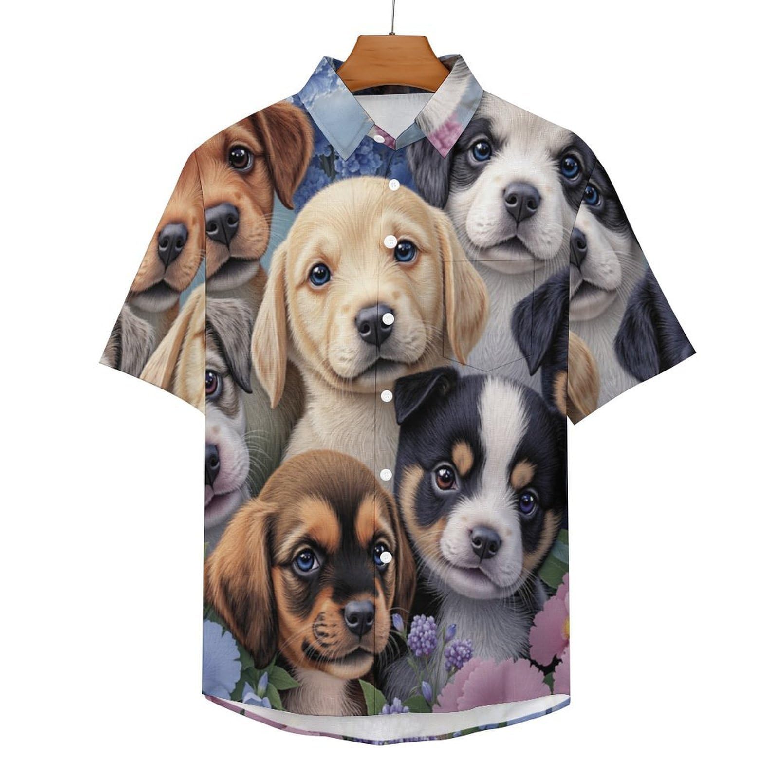 Camicia da Uomo a Maniche Corte con Bottoni, Stile con Stampa Fiori E Animali Carini, vestibilità Regolare, Camicie da Spiaggia Estiva Hawaiano, Aloha