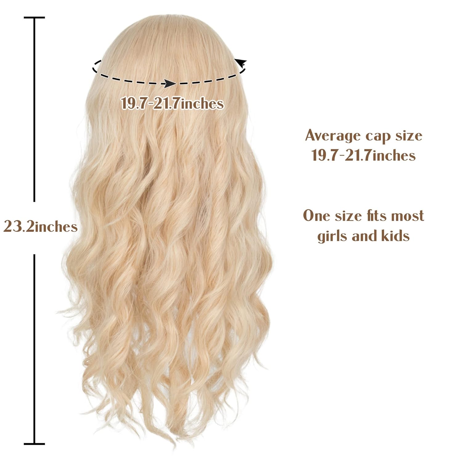 Miss U Hair Princess Long Blonde Wavy Wig with Necklace Middle Part Halloween Party Elf Wig - Image 2