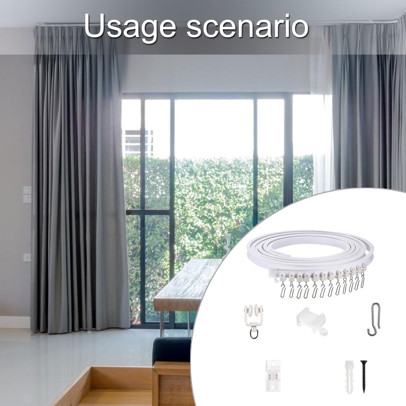 Xinsheinelry Multipurpose Bendable Curtain Rails Kits Flexible Ceiling Track with Rollers Set for Privacy Home Decors