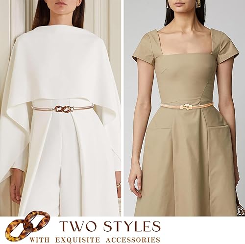 Miniatura 6 de Cinturón de cadena de cintura para mujer, cadena de metal dorado delgado, cinturón de enlace de cintura, cinturón de cadena de metal elástico para