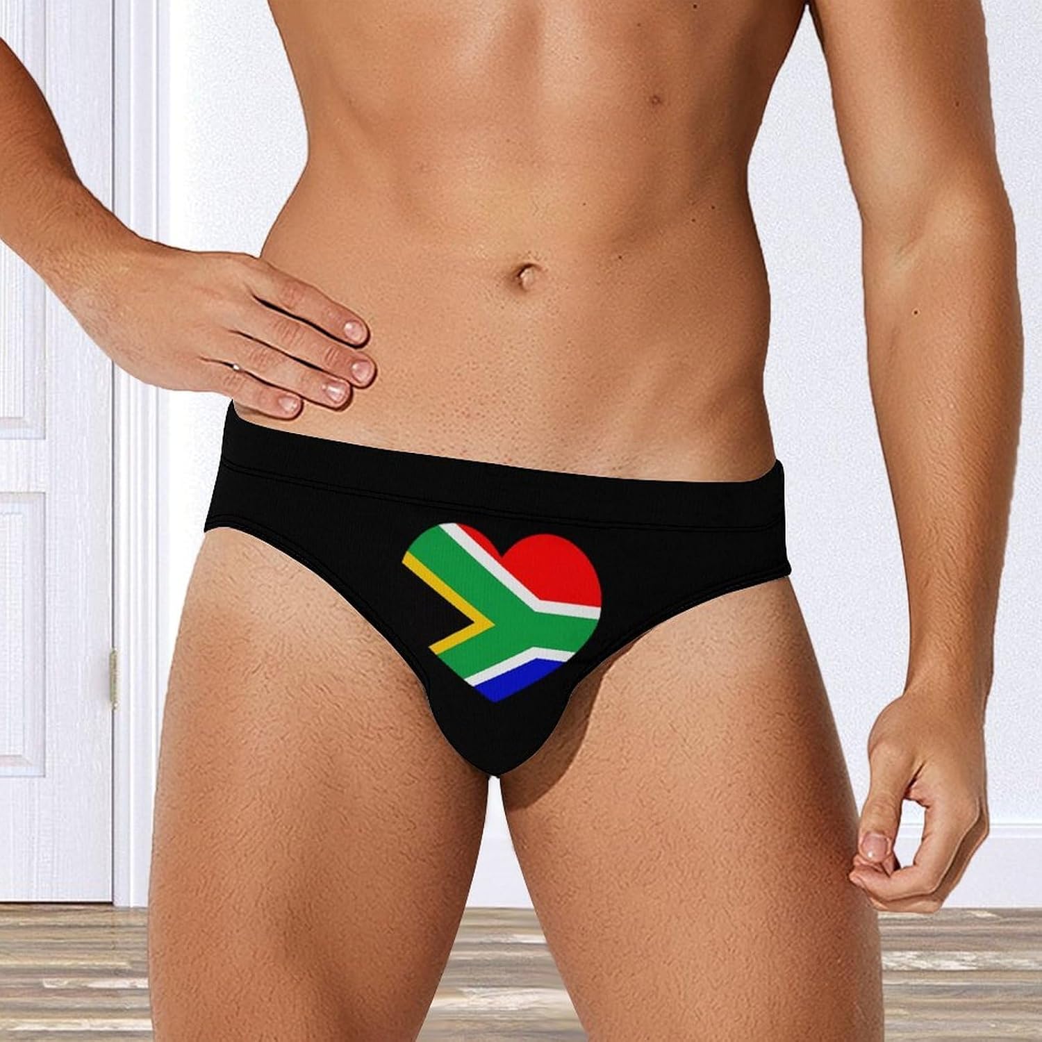 South Africa Heart Flag Novelty Men's Swimming Brief Swimwear Pants Trunks Beach Shorts Underwear