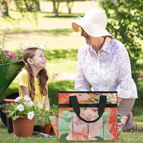 Miniatura 6 de Cartoon Flowers Patterns Garden Tool Tote Bag for Women Men Gardening Tool Storage Bags with 10 Pockets Standable Garden Home Tool Kits Organizer