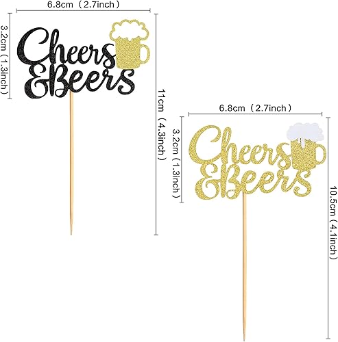 Miniatura 23 de Ercadio Paquete de 24 adornos para cupcakes de Cheers and Beers con taza de cerveza con purpurina para cupcakes, baby shower, cumpleaños, cervezas