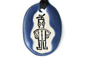 Charming Robot Friend Ceramic Pendant Necklace