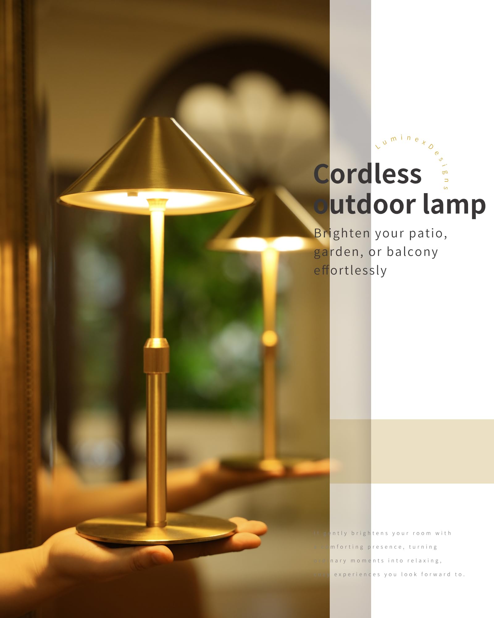2 Lampade da Tavolo Ricaricabili Senza Fili – Casa e Ristorante, Design Moderno, Dimmer Touch, IP54 per Interno ed Esterno
