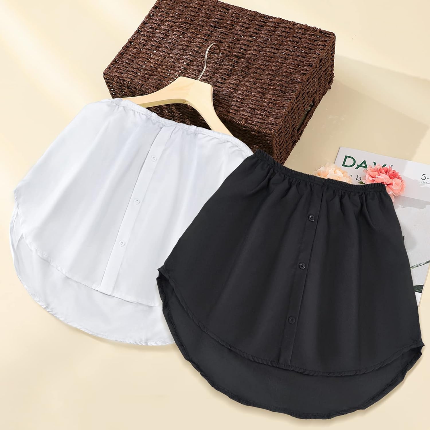 GoPaw 2 Pack Mini Skirt Shirt Extenders,Half Length Splitting Mini Skirt,Layered Fake Top Lower Sweep Shirt,Splitting Versatile Mini Skirt for Ladies 6 71c2er1855L. AC SL1500