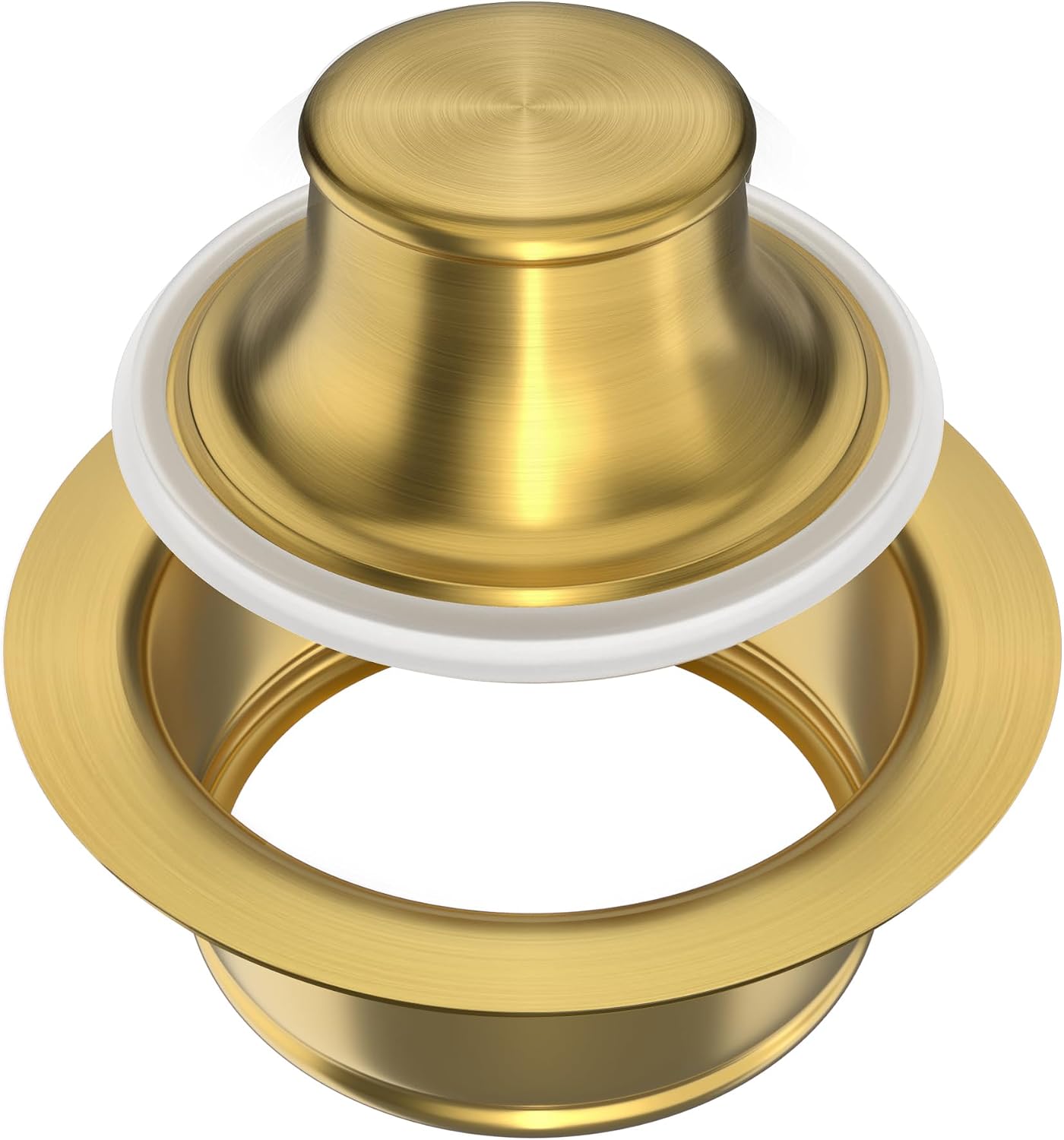 Garbage Disposal Flange and Stopper for Kitchen Sink,Sink Drain Flange with Stopper for Garbage Disposal Stainless Steel Fit Universal 3-1/2 Inch Standard Sink Drain Opening Brushed Gold