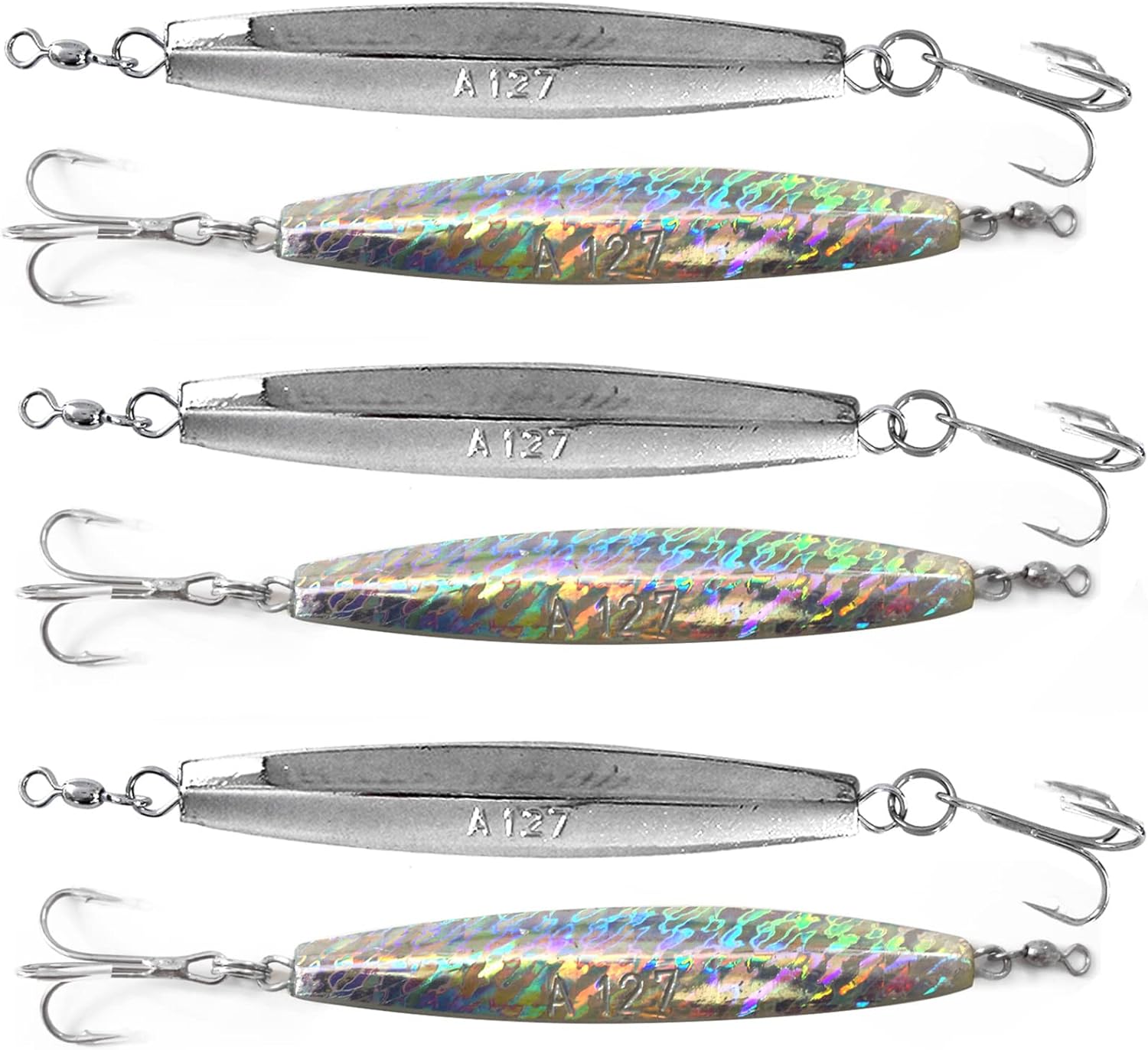 6oz Holographic Diamond Jig Saltwater Fishing Lures With Treble Hook - Select Quantity