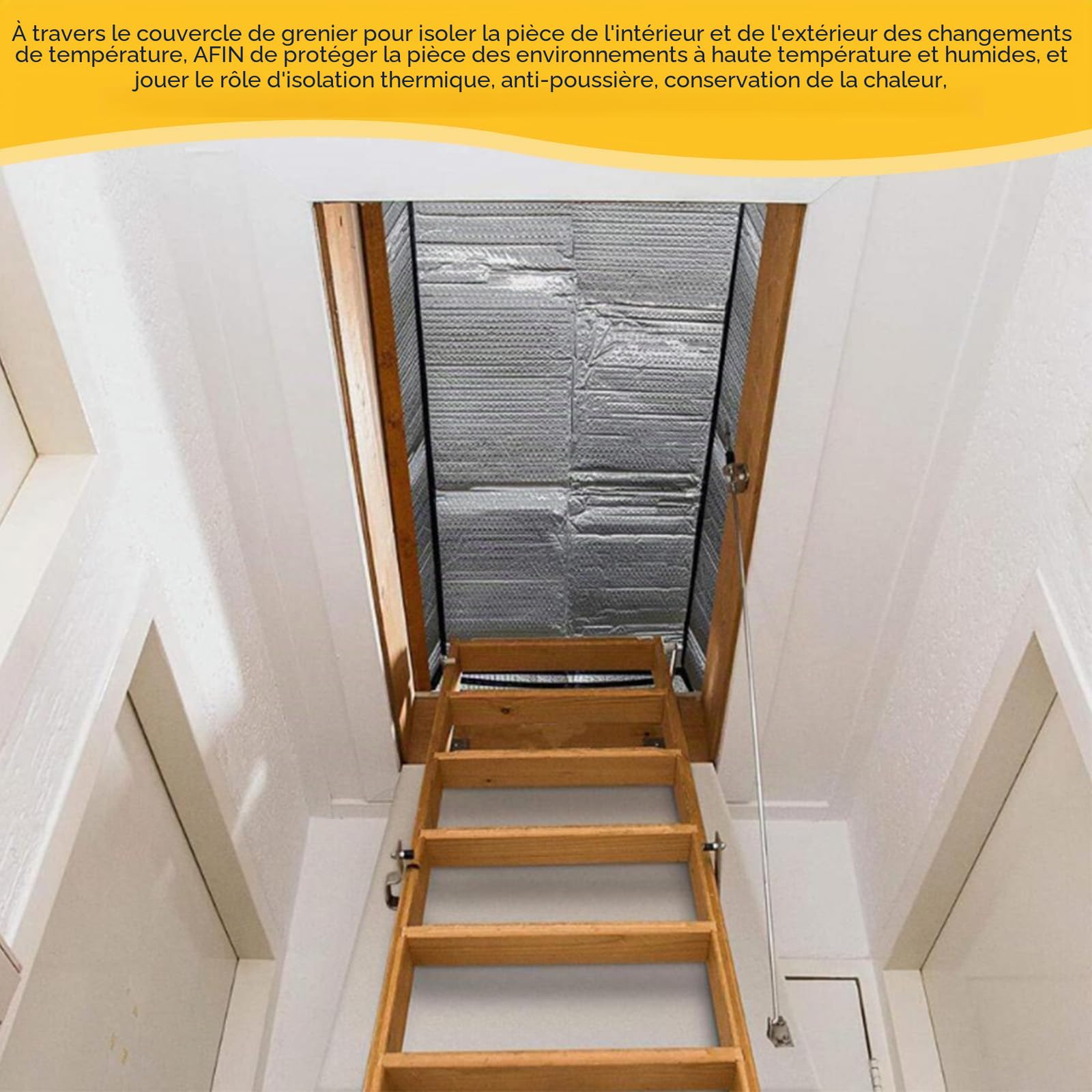 Couverture D'escalier de Grenier, Couverture D'isolation D'escalier Housse D'isolation, Couverture Isolante D'escalier de Grenier, pour Escalier Escamotable, Lgnifuge et Étanche
