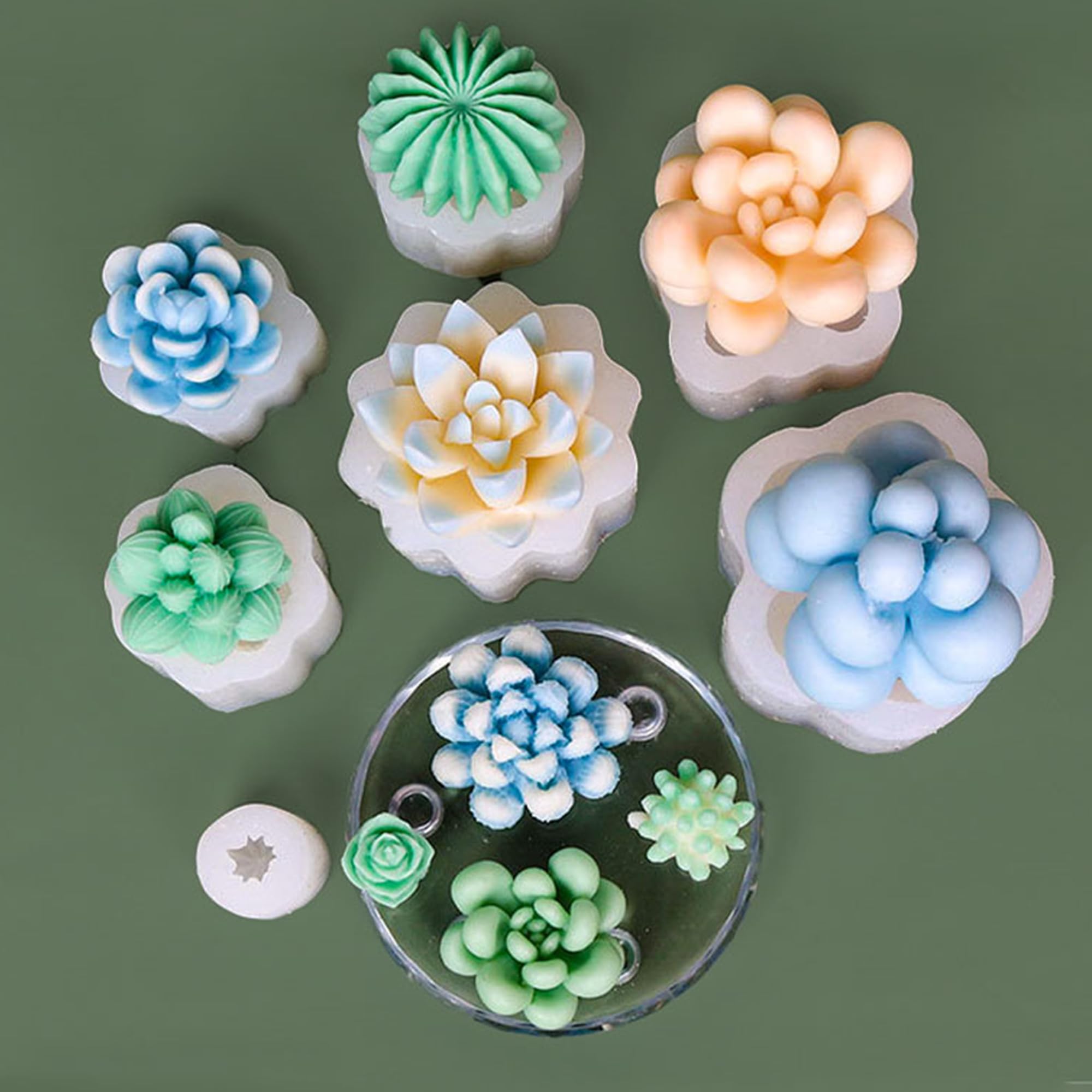 Molde de silicona suculenta loto de alto formato, molde de jabón artesanal gran volumen floral, molde vela perfumada chimenea, molde resina epoxi deco mural floral vegetal