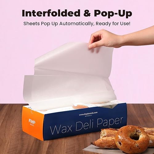 Miniatura 10 de Fit Meal Prep Paquete de 500 hojas de papel encerado de 10 x 10.75 pulgadas para alimentos, envolturas de papel sándwich precortadas entrelazadas a