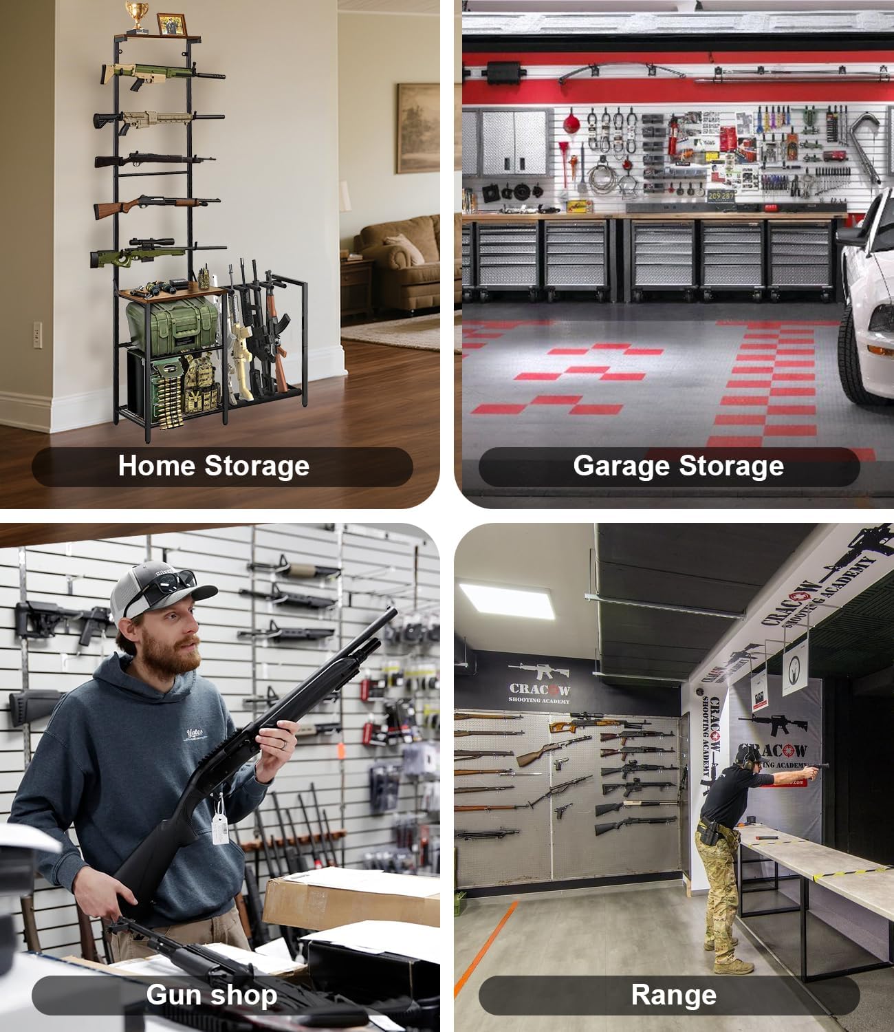 Gun Rack, Indoor Gun Racks for Wall Mount, Rifle Rack and Shotgun Floor Stand with Pistol Holder, Wall Gun Rack Stand Holds up 10 Guns Storage, Hunting Gun Display Shelf for Garage Shop