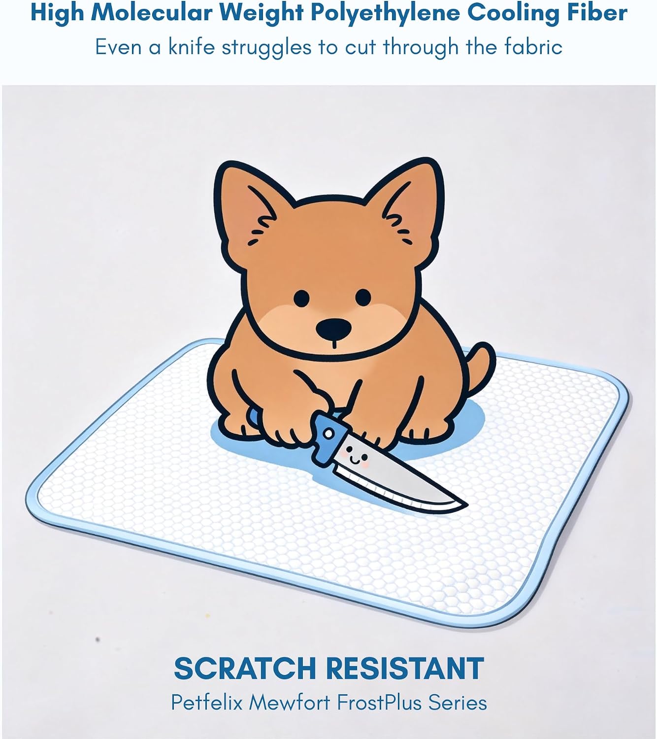 Petfelix Cooling Mat for Dogs Qmax>0.45 Breathable Dog Cooling Mat Chemical Free Fabric Cooling Dog Bed for Cats and Small Animals Non Slip Washable Scratch Resistant, XL, 43''*28''