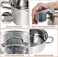 Vista 4 de MyLifeUNIT Shabu Shabu Pot, 4.5 Qt 304 Stainless Steel Hot Pot with Divider, 11.8 Inches Soup Cookware for Induction Cooktop, Gas Stove