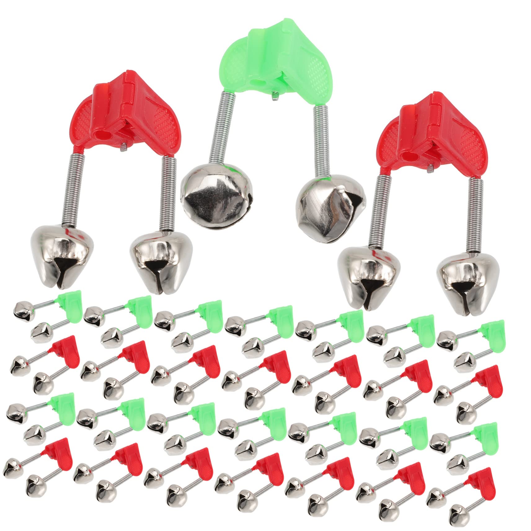 BESPORTBLE Fishing Bells for Rods 50pcs Fishing Clip on Bells Rattle Beads Sound Alert Indicator Outdoor