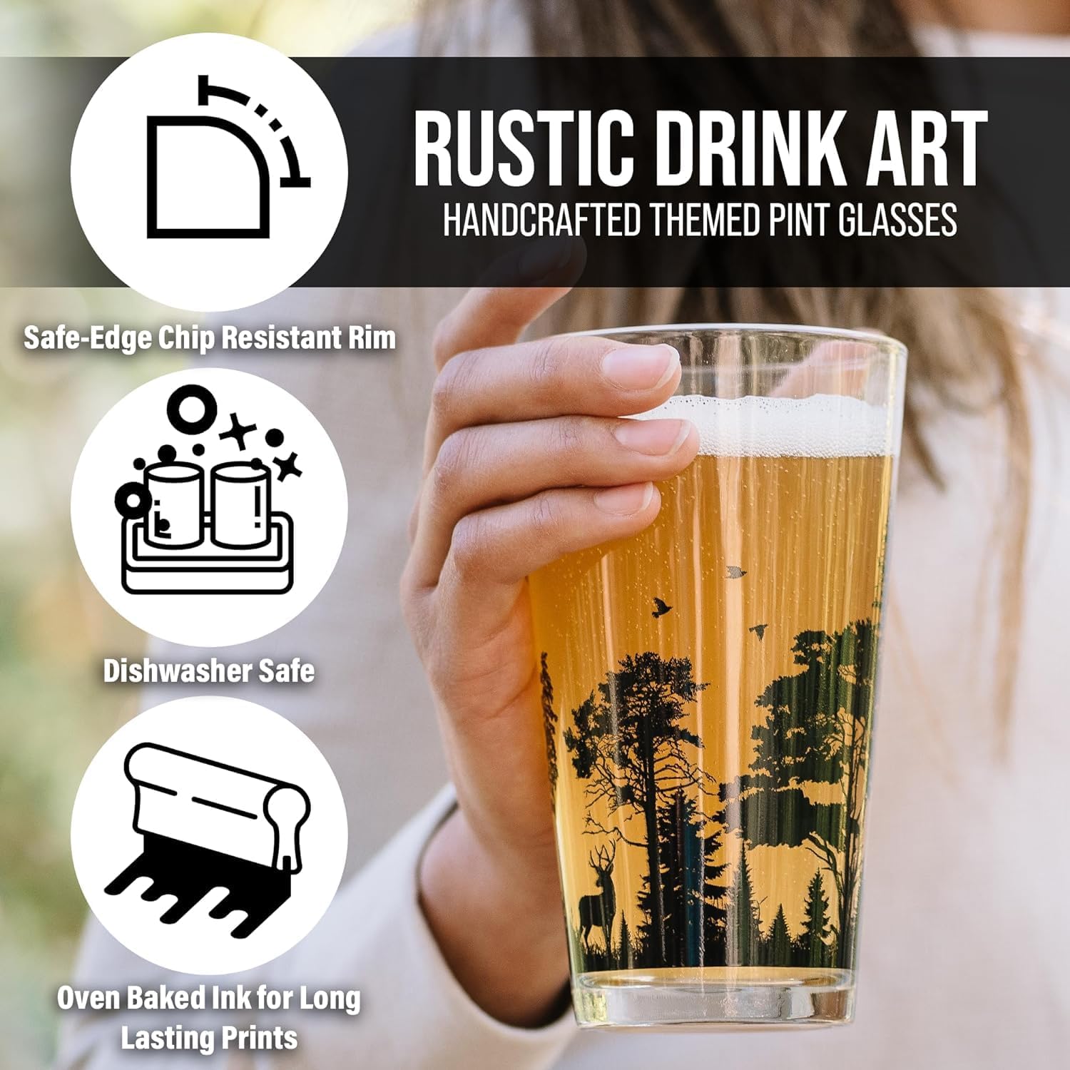 Black Lantern Set of 2 Pint Glasses - Rocky Mountain National Park Topographic Map Beer Glasses - Set of Two 16oz. Glasses