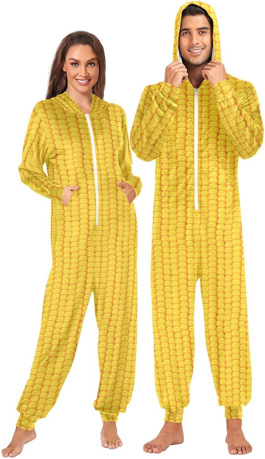 Ollabaky Adult Pajamas for Men and Women One-Piece Costume Sleepwear Jumpsuit Matching Pjs