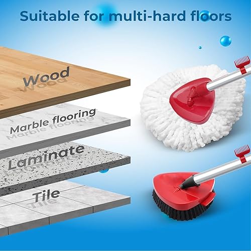 Miniatura 5 de Cabezal de repuesto para fregona giratoria EasyWring 1 tanque, cabezal de repuesto de cepillo de fregado mejorado compatible con Ocedar, 4 repuestos