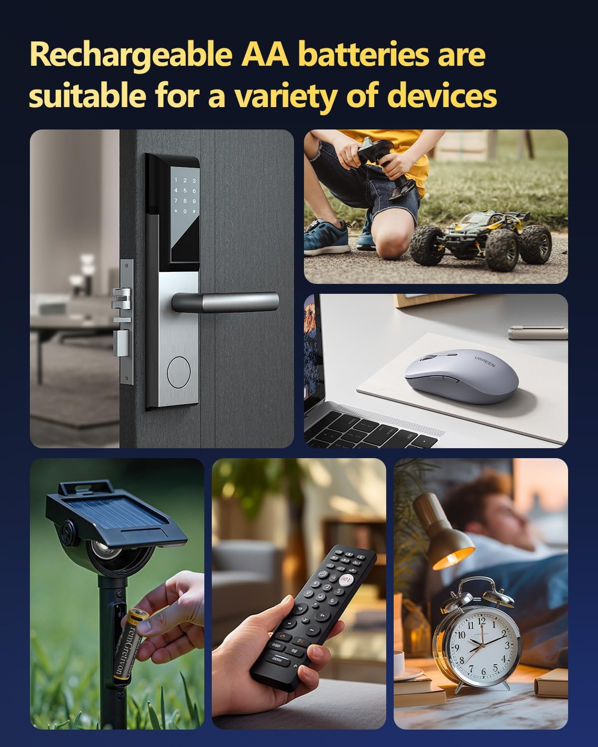 USB Rechargeable AA Batteries 4 Pack Includes 4-in-1 USB-A to USB-C Cable, 4100mWh Lithium-Ion, 1.5V, 1500 Recharge Cycles USB C Double A Lithium Battery, 2.5H Fast Charging