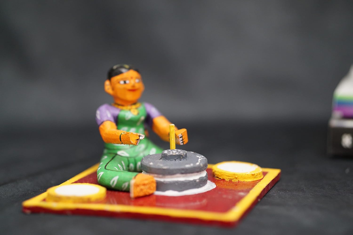 Hastha Kalalu | Home Making Indian Village Woman | Handmade Wooden Working Women Theme | Golu Dolls | Navaratri Golu | Kondapalli Toys (Lentil Grinder)
