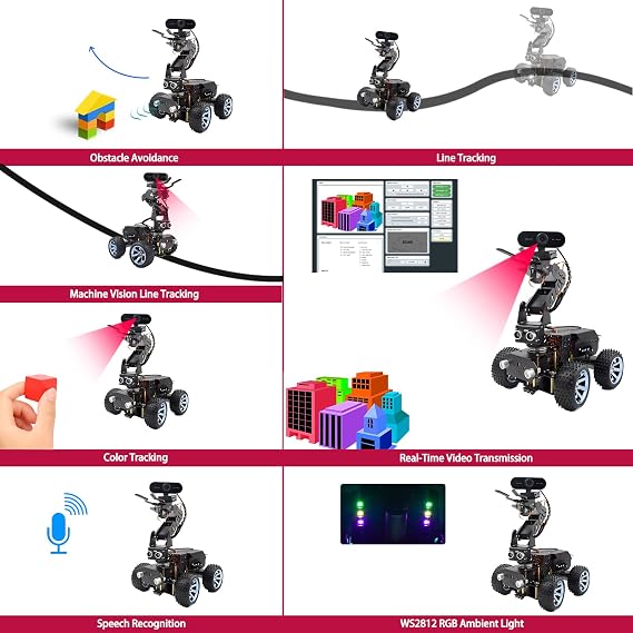Adeept PiCar Pro V2 Smart Robot Car Kit with 4-DOF Robotic Arm for Raspberry Pi 5/4/3(Pi NOT Included), Programming Educational STEM Project Robotics, Obstacle Avoidance, Line Tracking, USB-C Charging