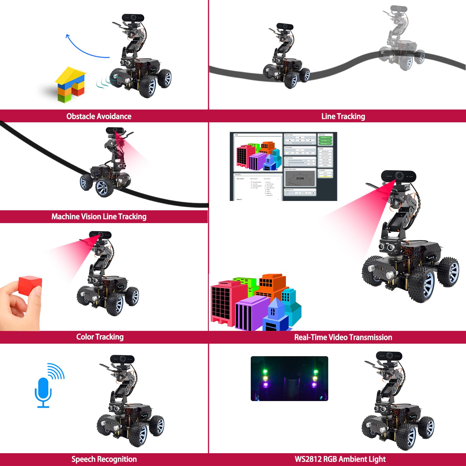 Adeept PiCar Pro V2 Smart Robot Car Kit with 4-DOF Robotic Arm for Raspberry Pi 5/4/3(Pi NOT Included), Programming Educational STEM Project Robotics, Obstacle Avoidance, Line Tracking, USB-C Charging