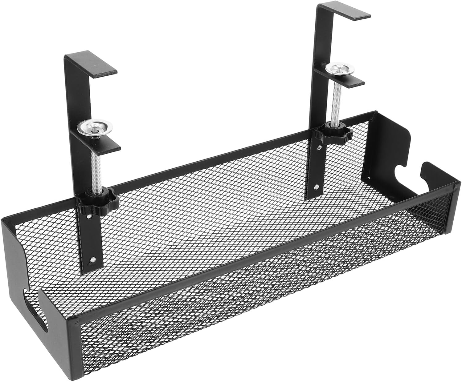 Desk Cable Tray Wire Organizer Black Large 40cm Mesh Cable Management Rack No Drill Desk Wire Holder for Home Office Cord Storage